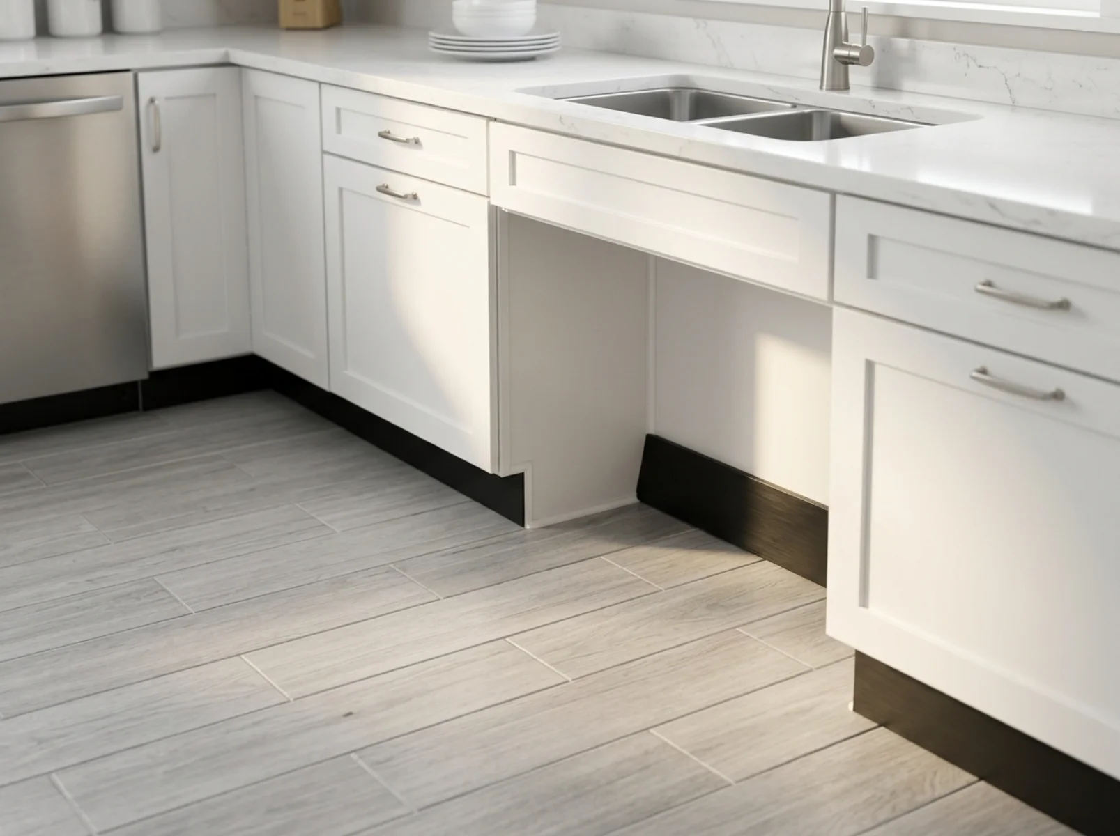 Common cockroach hiding areas behind a kitchen appliance