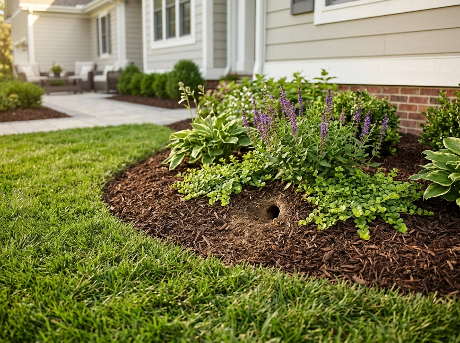 Yellow jacket ground nest entrance